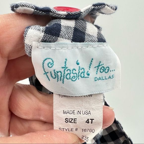 Reversible Gingham Lady Bug / Apples with Ruffle, 4T - Picture 5 of 8